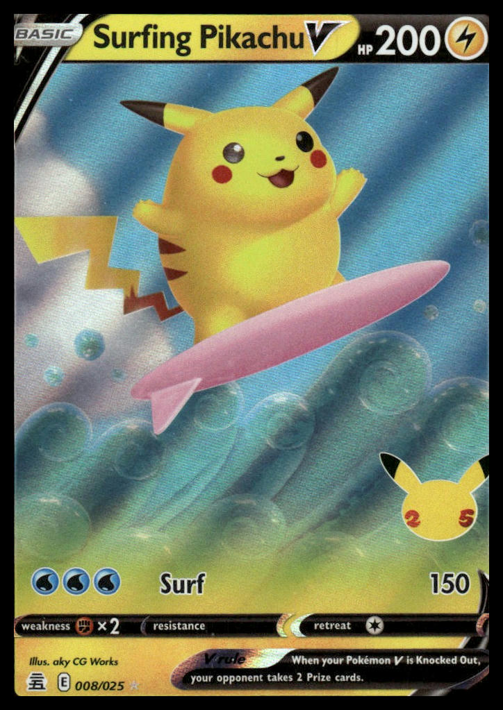 Pokemon Surfing Pikachu V #008/025 Celebrations