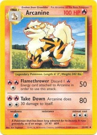 Pokemon Arcanine #23 Base Set
