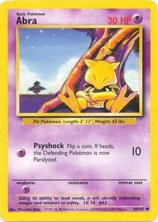 Pokemon Abra #43 Base Set