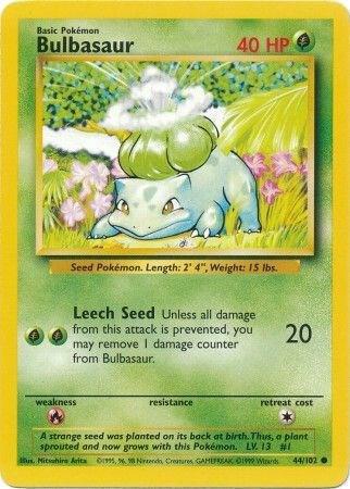 Pokemon Bulbasaur #44 Base Set