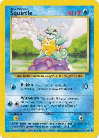 Pokemon Squirtle #63 Base Set