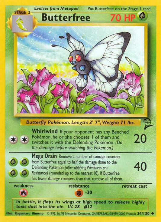 Pokemon Butterfree #34 Base Set 2