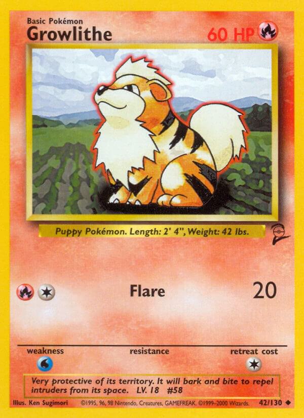 Pokemon Growlithe #42 Base Set 2