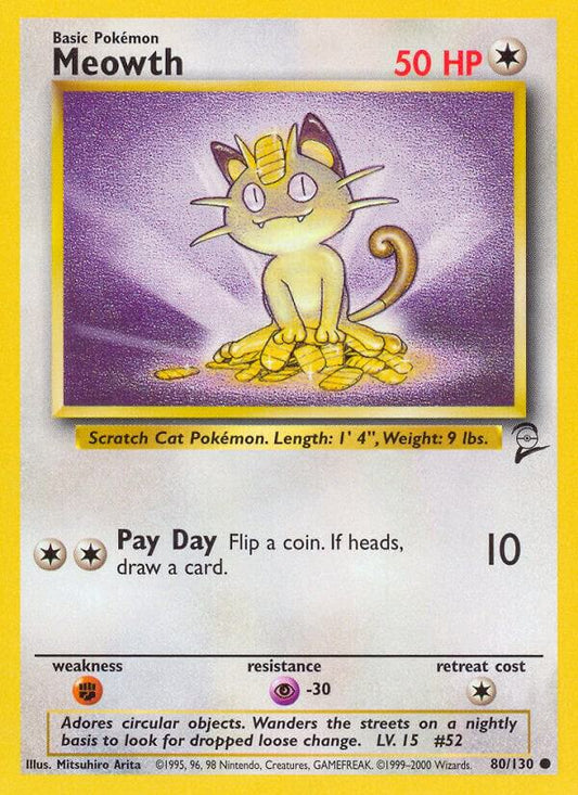 Pokemon Meowth #80 Base Set 2