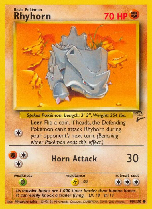 Pokemon Rhyhorn #90 Base Set 2