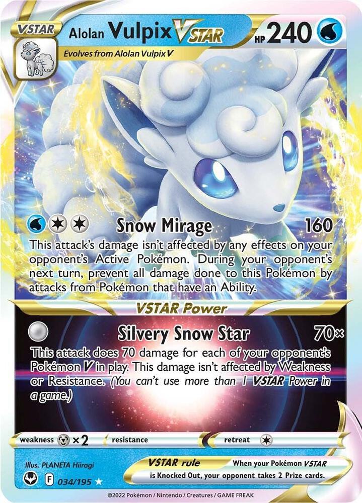 Pokemon Alolan Vulpix VSTAR 34/195 Silver Tempest