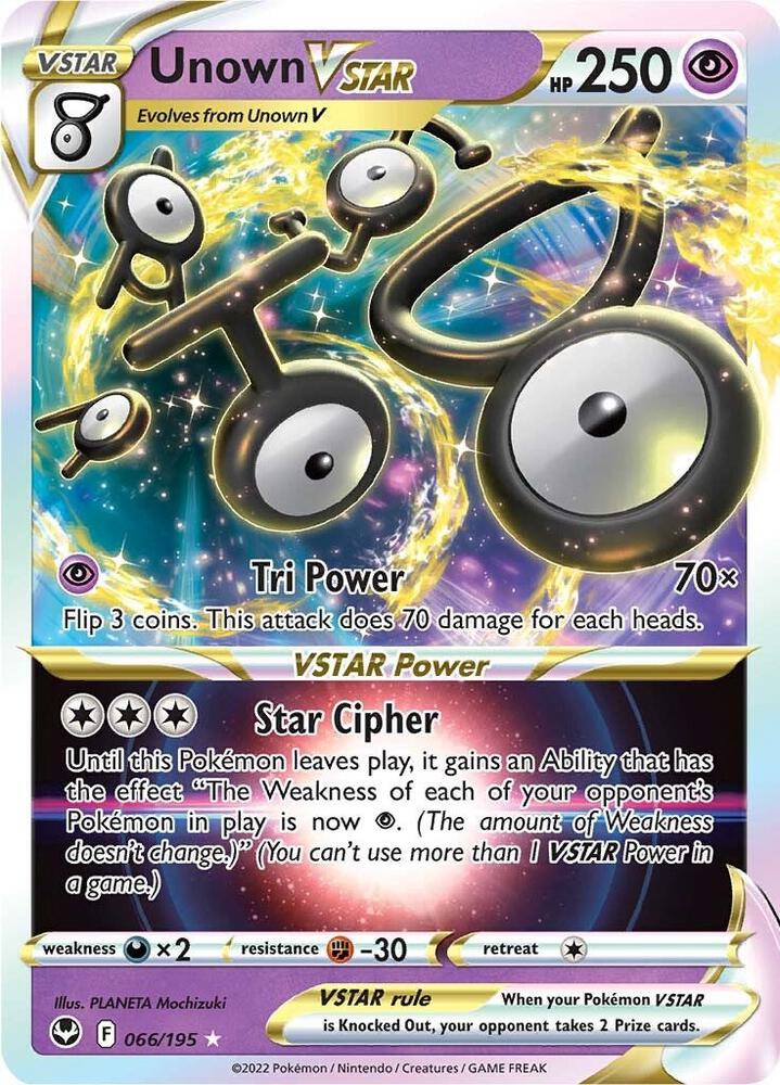 Pokemon Unown VSTAR 66/195 Silver Tempest