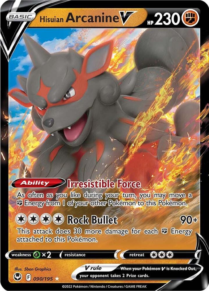 Pokemon Hisuian Arcanine V 90/195 Silver Tempest