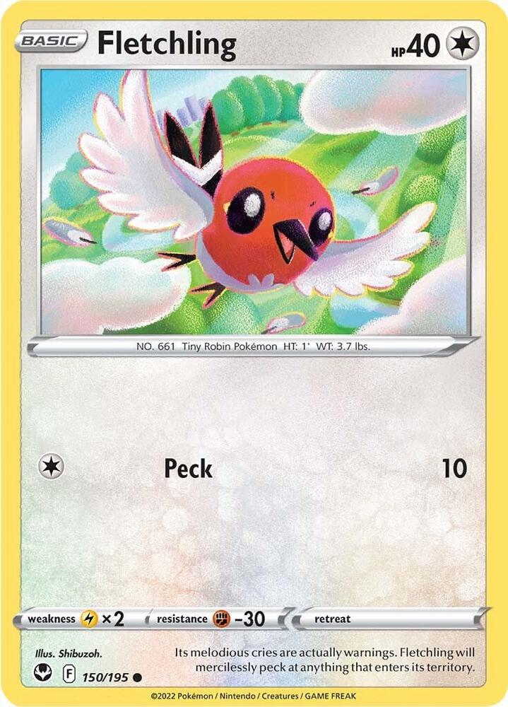 Pokemon Fletchling 150/195 Silver Tempest