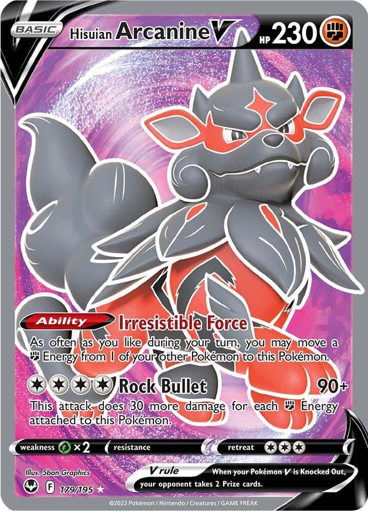 Pokemon Hisuian Arcanine V 179/195 Silver Tempest