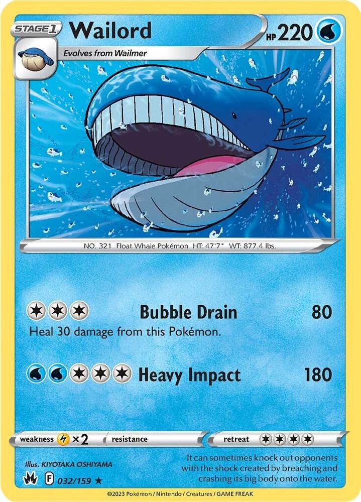 Pokemon Wailord 32/159 Crown Zenith