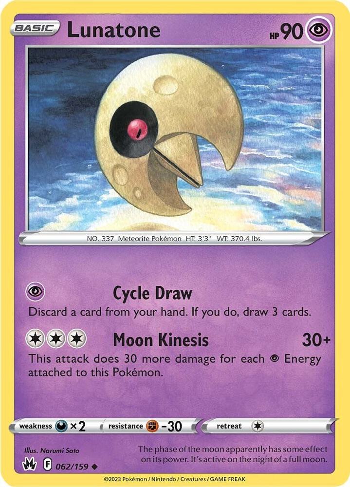 Pokemon Lunatone 62/159 Crown Zenith
