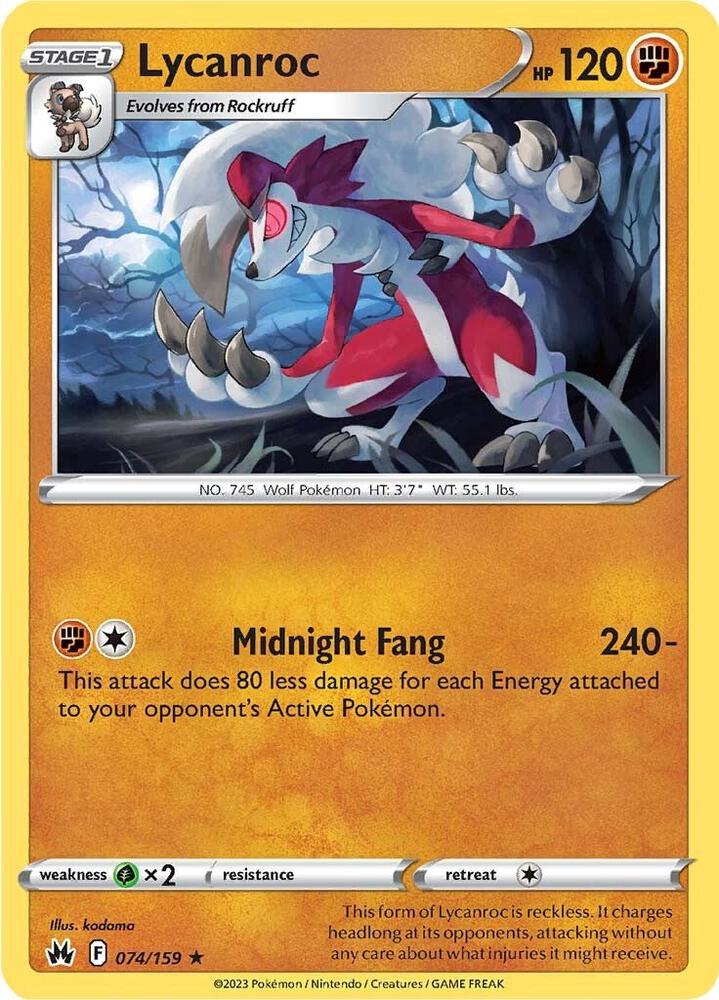 Pokemon Lycanroc 74/159 Crown Zenith