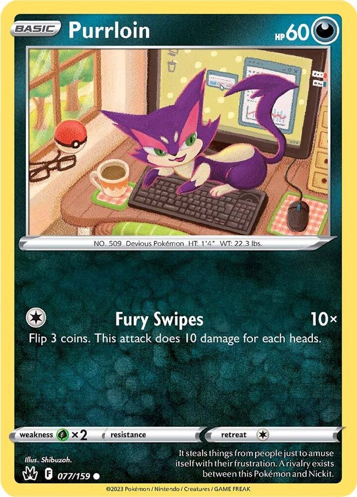Pokemon Purrloin 77/159 Crown Zenith