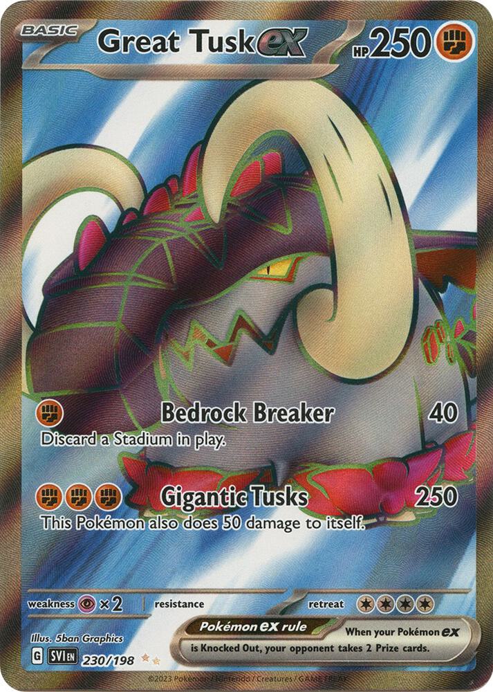 Pokemon Great Tusk ex 230/198 Scarlet & Violet