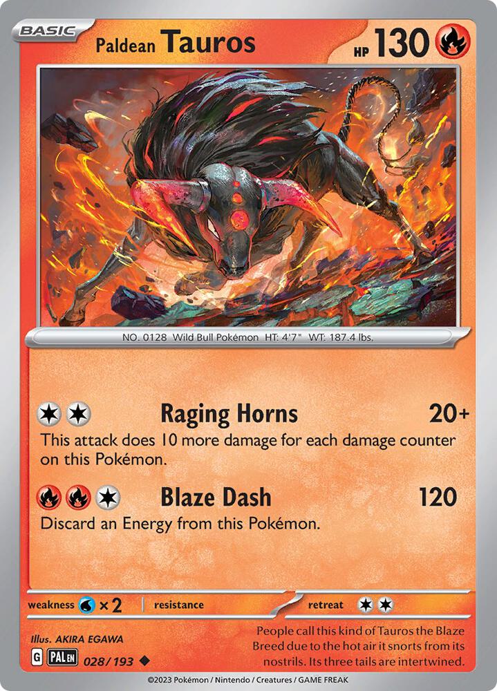 Pokemon Paldean Tauros 28/193 Paldea Evolved