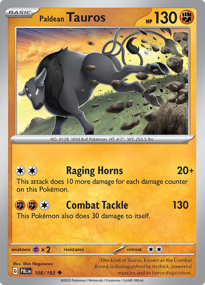 Pokemon Paldean Tauros 108/193 Paldea Evolved