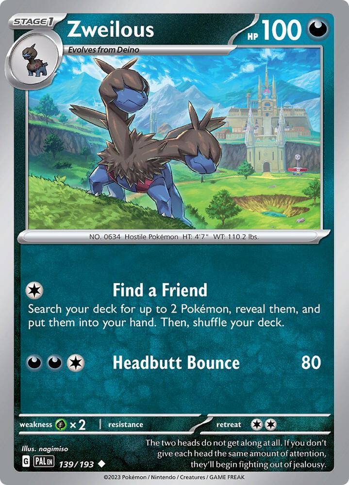Pokemon Zweilous 139/193 Paldea Evolved