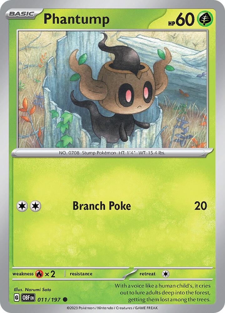Pokemon Phantump 11/197 Obsidian Flames