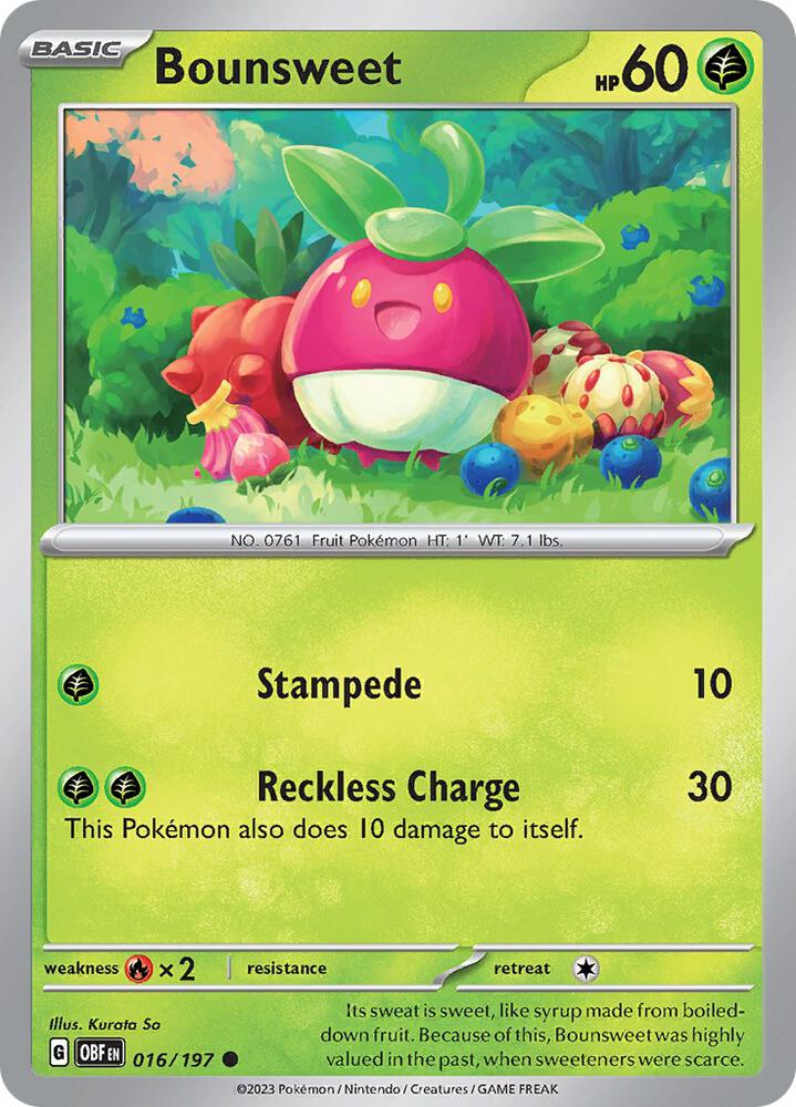 Pokemon Bounsweet 16/197 Obsidian Flames