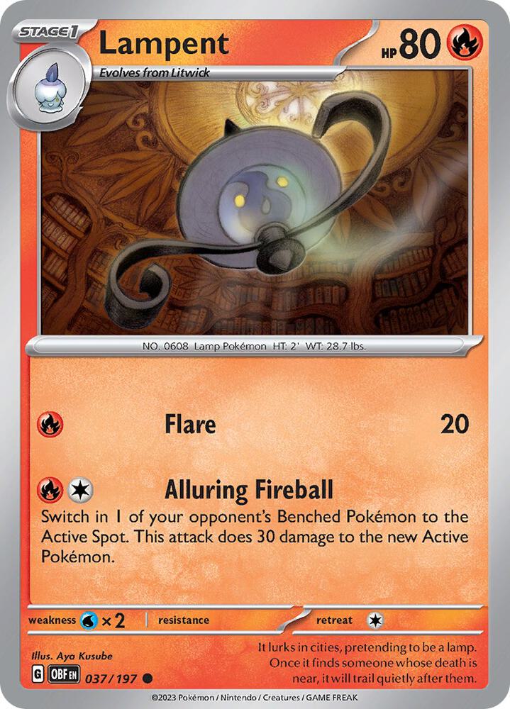 Pokemon Lampent 37/197 Obsidian Flames