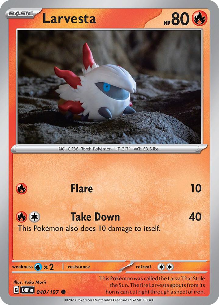 Pokemon Larvesta 40/197 Obsidian Flames