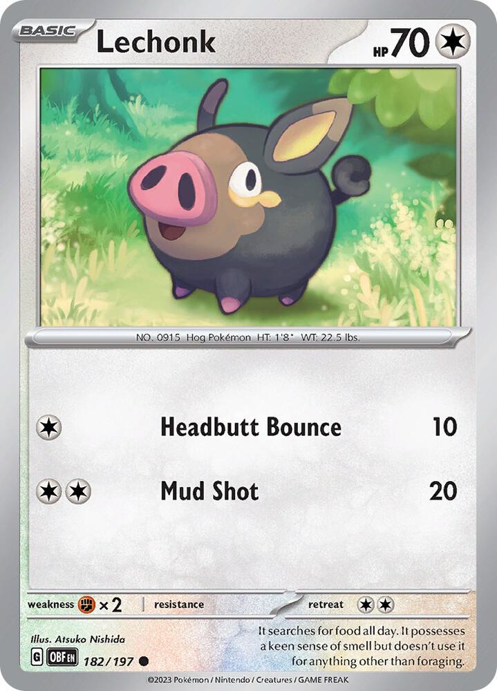 Pokemon Lechonk 182/197 Obsidian Flames
