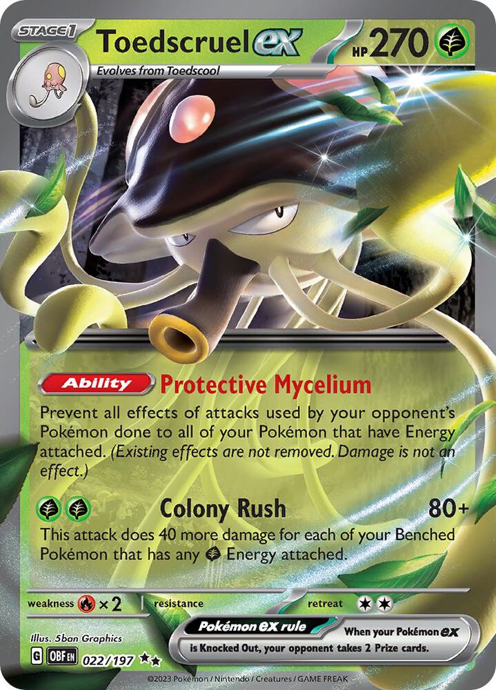 Pokemon Toedscruel ex 22/197 Obsidian Flames