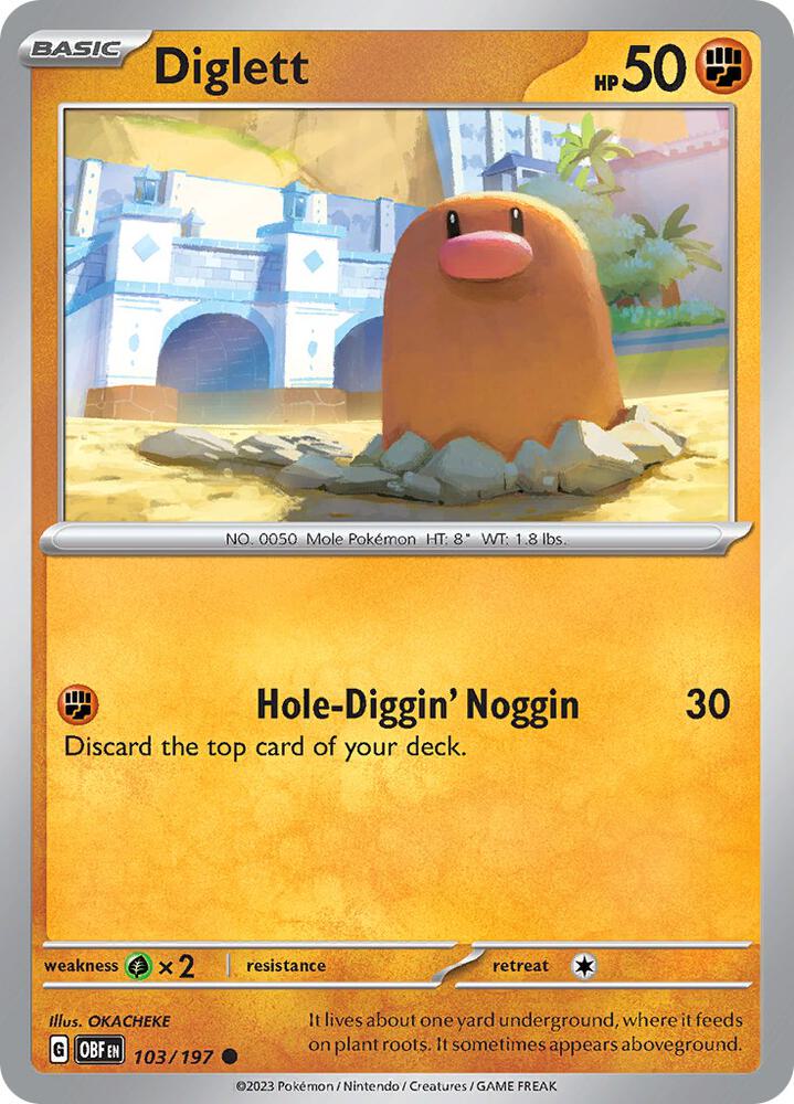 Pokemon Diglett 103/197 Obsidian Flames