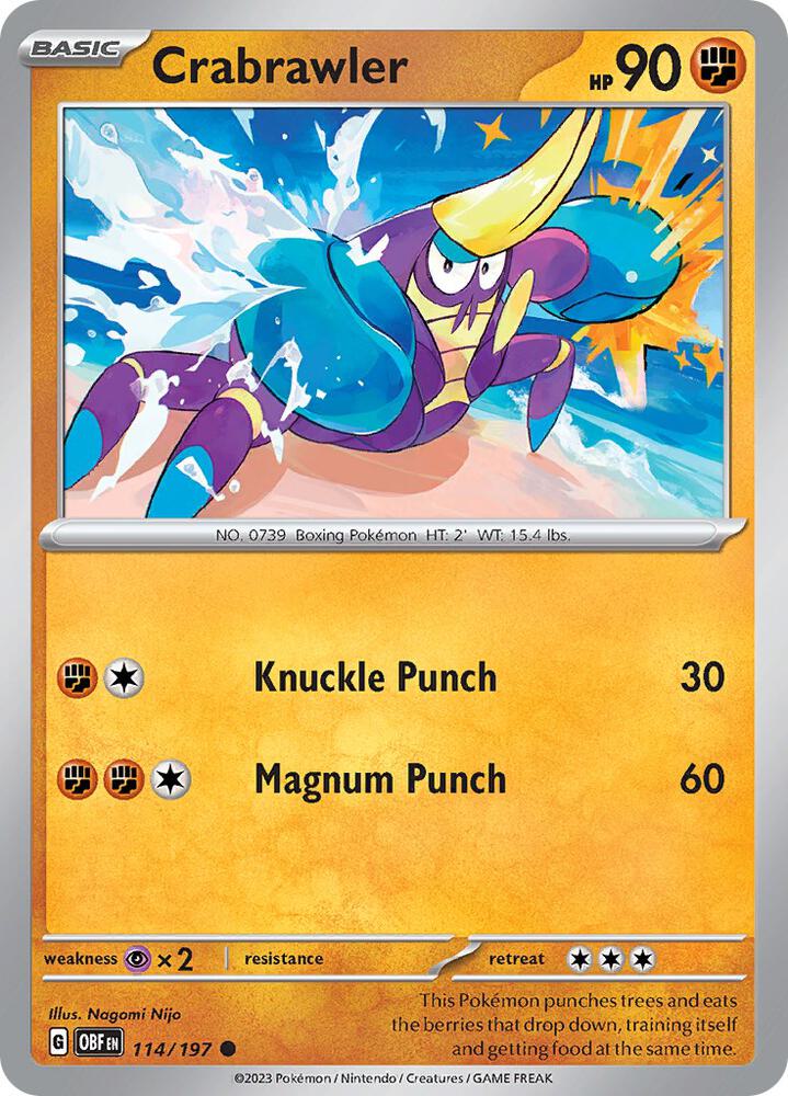 Pokemon Crabrawler 114/197 Obsidian Flames