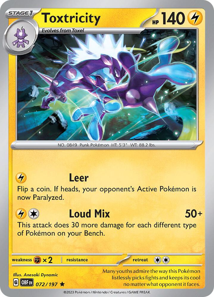 Pokemon Toxtricity 72/197 Obsidian Flames