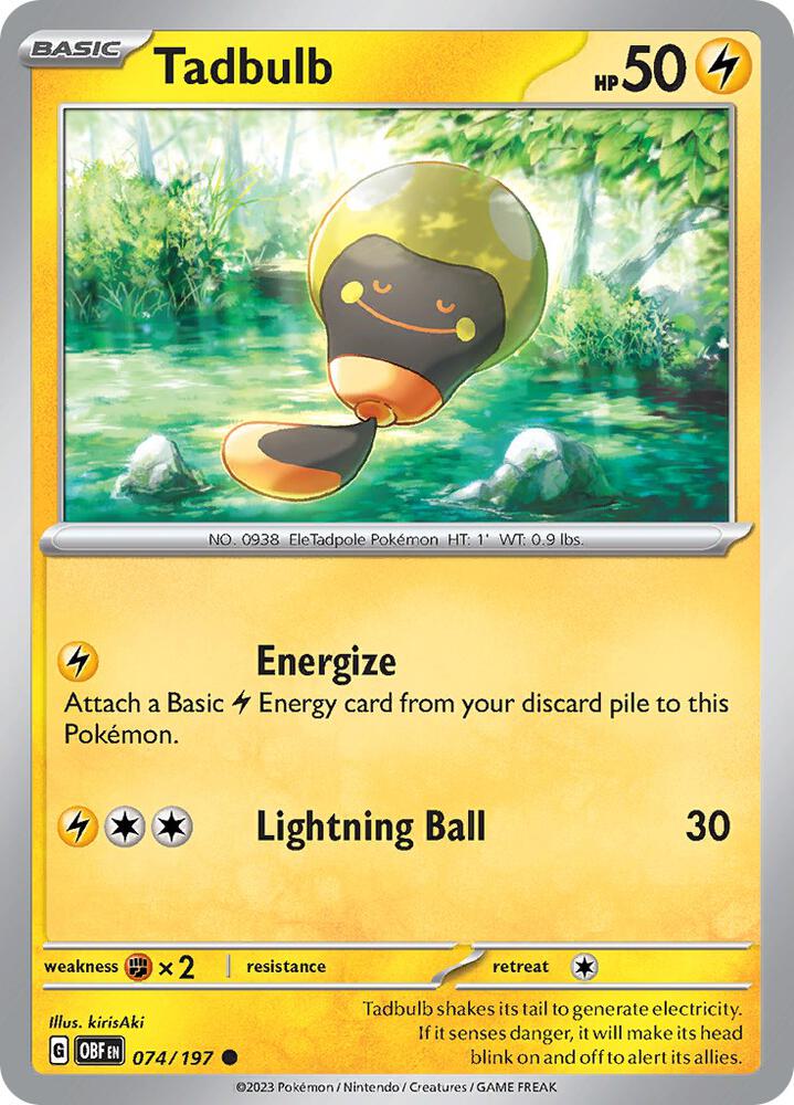 Pokemon Tadbulb 74/197 Obsidian Flames