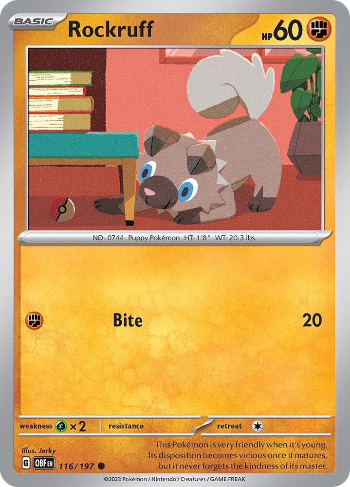 Pokemon Rockruff 116/197 Obsidian Flames