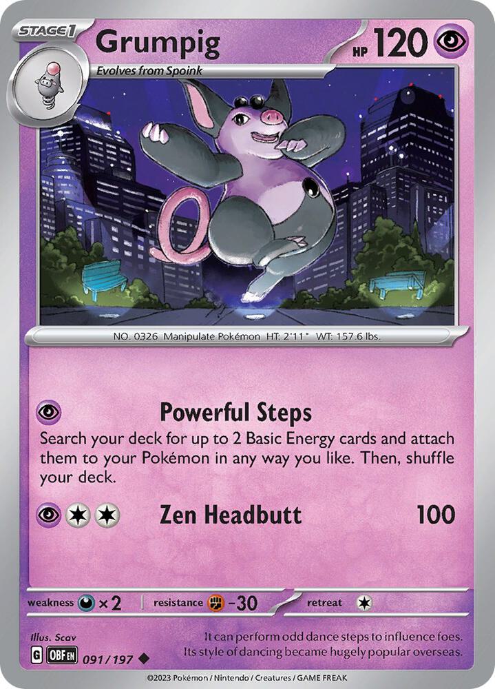 Pokemon Grumpig 91/197 Obsidian Flames