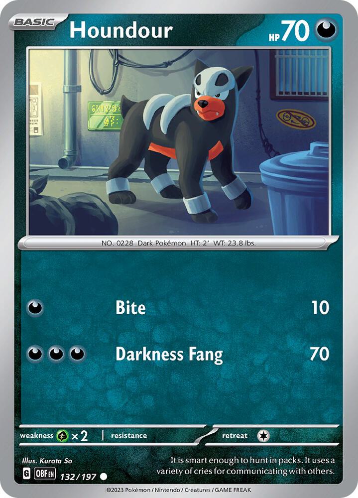 Pokemon Houndour 132/197 Obsidian Flames