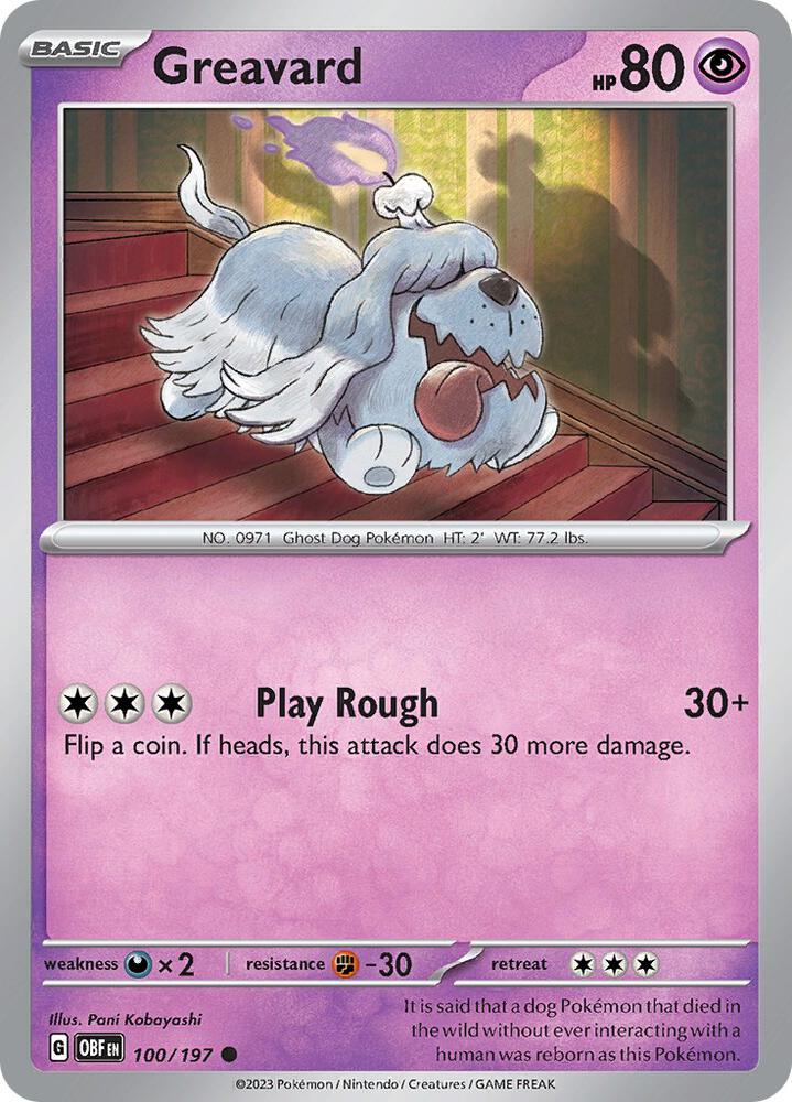 Pokemon Greavard 100/197 Obsidian Flames