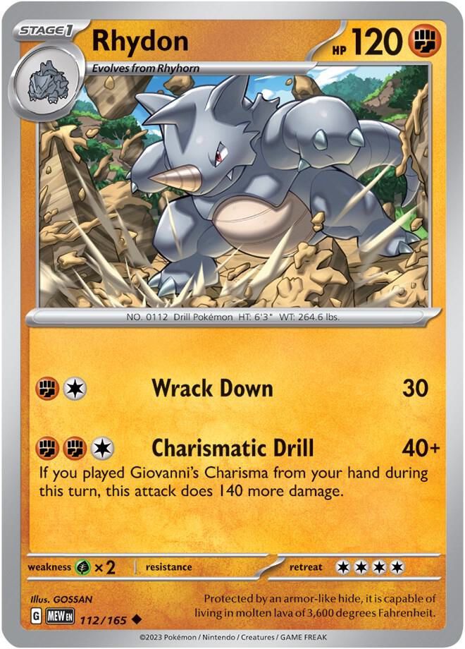 Pokemon Rhydon 112/165 151