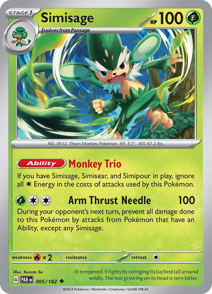 Pokemon Simisage 5/182 Paradox Rift