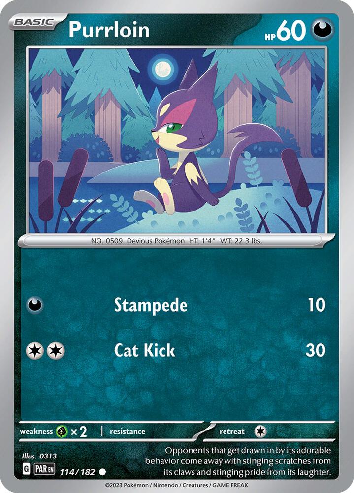 Pokemon Purrloin 114/182 Paradox Rift