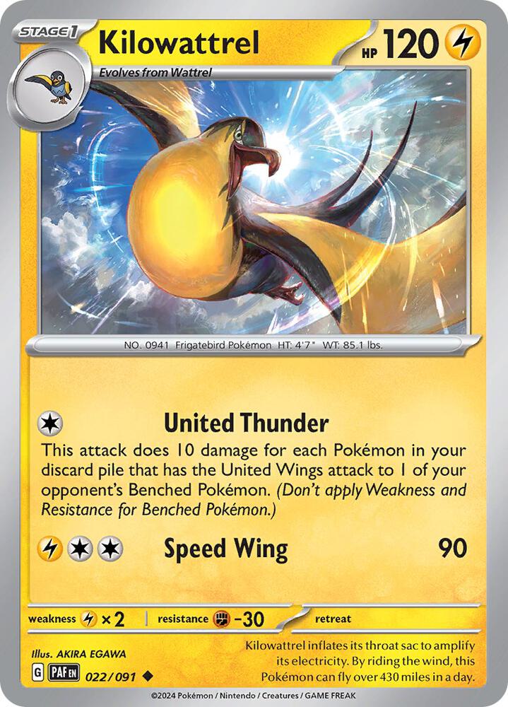 Pokemon Kilowattrel 22/91 Paldean Fates