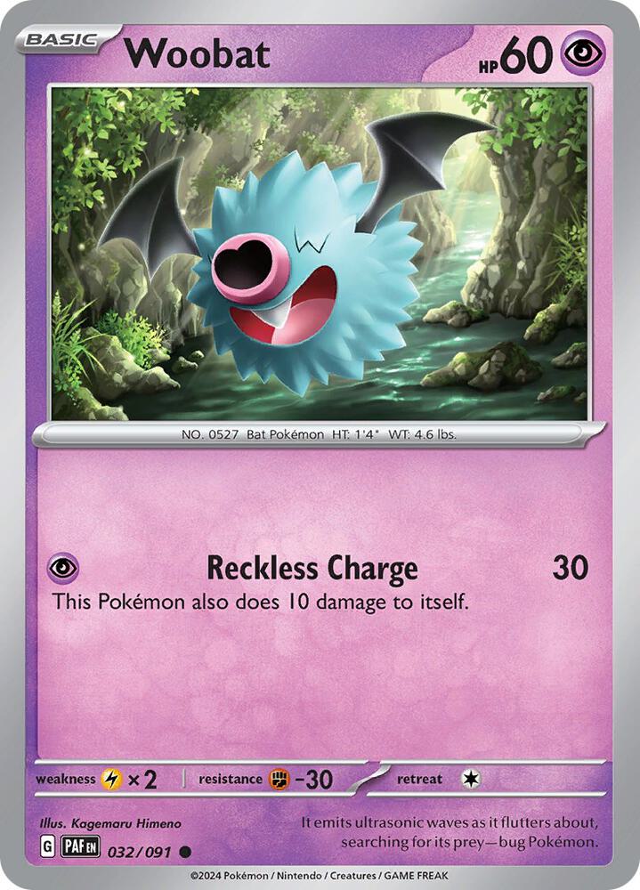 Pokemon Woobat 32/91 Paldean Fates