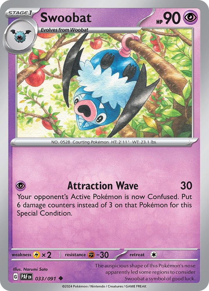 Pokemon Swoobat 33/91 Paldean Fates