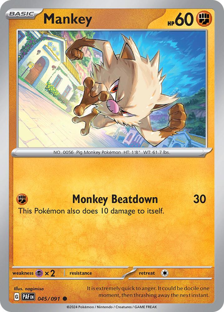 Pokemon Mankey 45/91 Paldean Fates