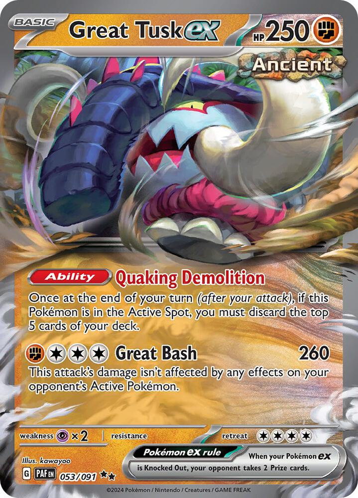 Pokemon Great Tusk ex 53/91 Paldean Fates