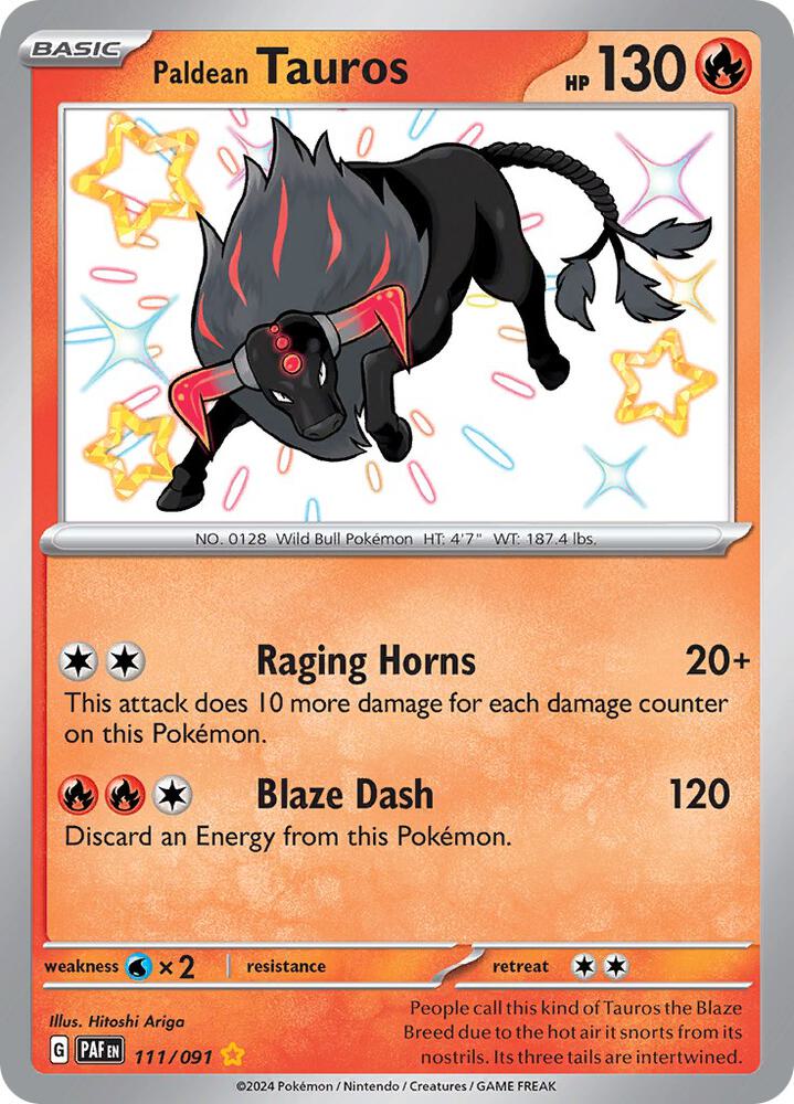 Pokemon Paldean Tauros 111/91 Paldean Fates