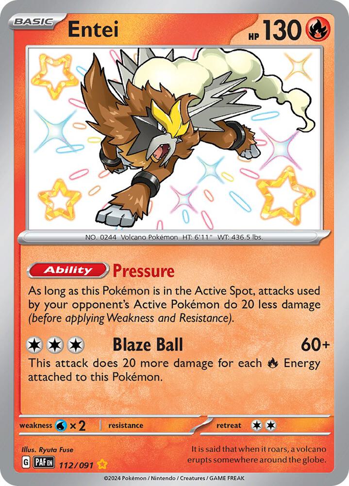 Pokemon Entei 112/91 Paldean Fates