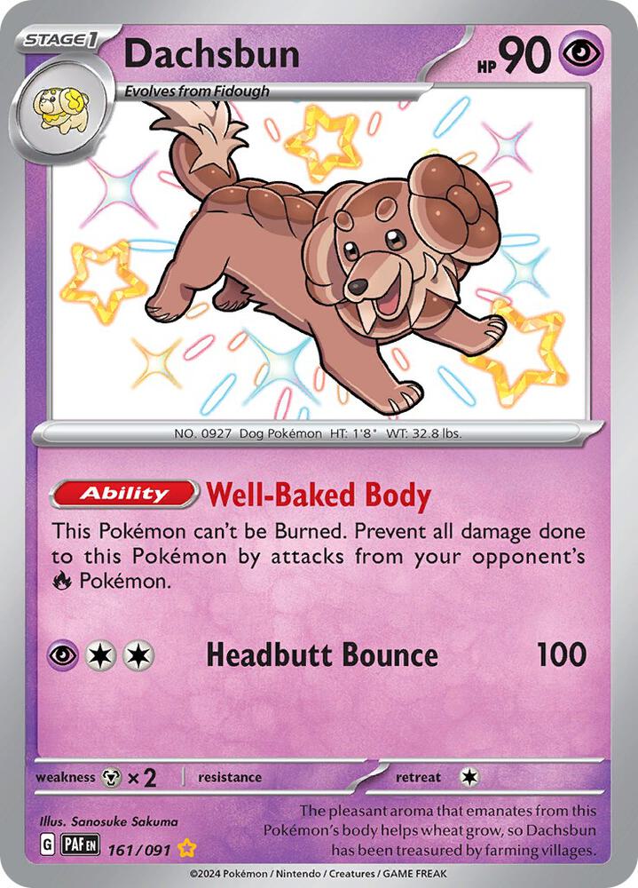 Pokemon Dachsbun 161/91 Paldean Fates