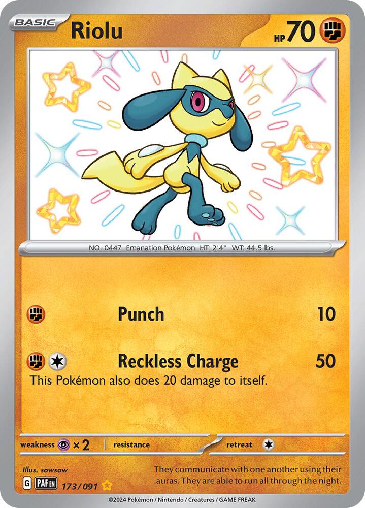 Pokemon Riolu 173/91 Paldean Fates