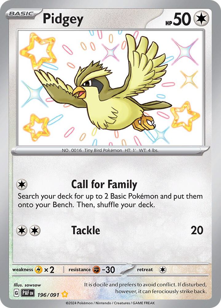 Pokemon Pidgey 196/91 Paldean Fates