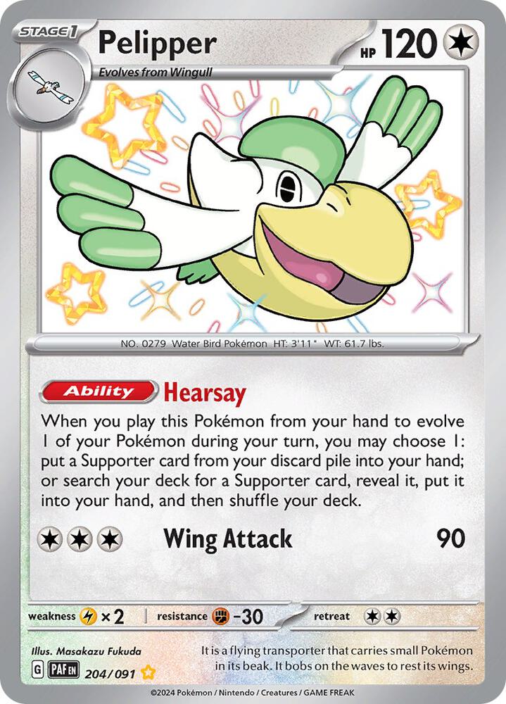 Pokemon Pelipper 204/91 Paldean Fates